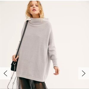 Free People Ottoman Sweater Slouchy Tunic Ribbed large Oversized Mock